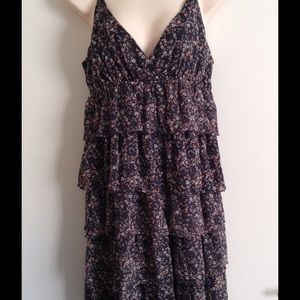 Cute Old Navy Blue Floral Tiered Dress.